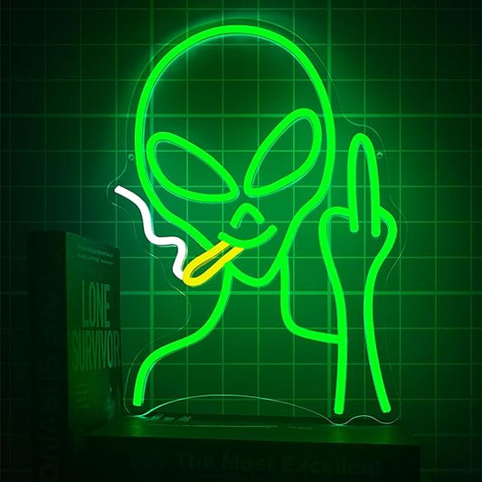 Green Alien Neon Signs